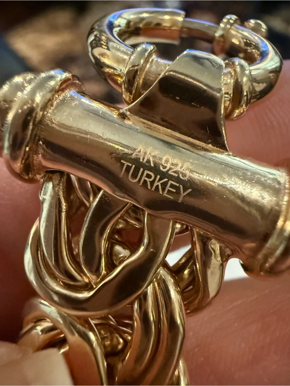 Vintage 43gm Atasay Kuyumculuc Turkey 925 Vermeil Byzantine Bracelet 8.25”